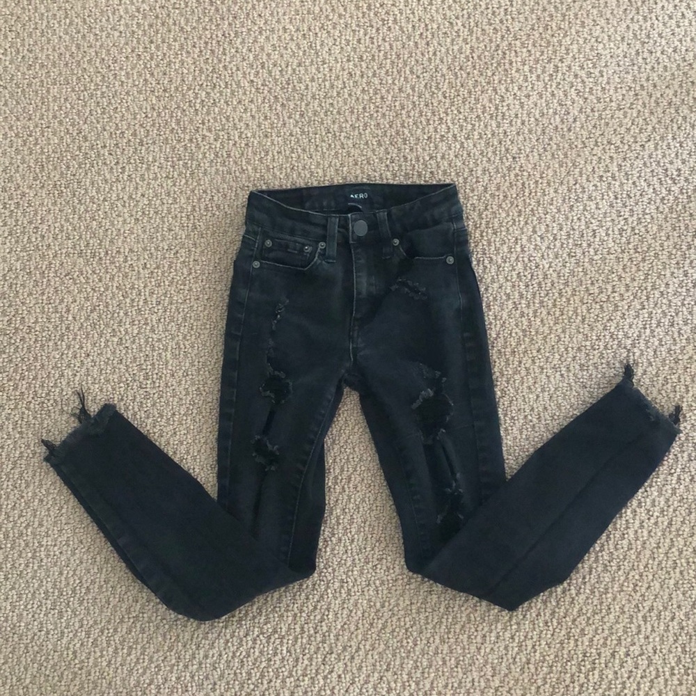 GUC Aero black ripped high rise skinny jeans